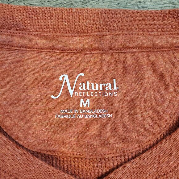 Natural Reflections Thermal Walffle Knit Henley Shirt M Mineral Red Outdoors - Picture 8 of 12